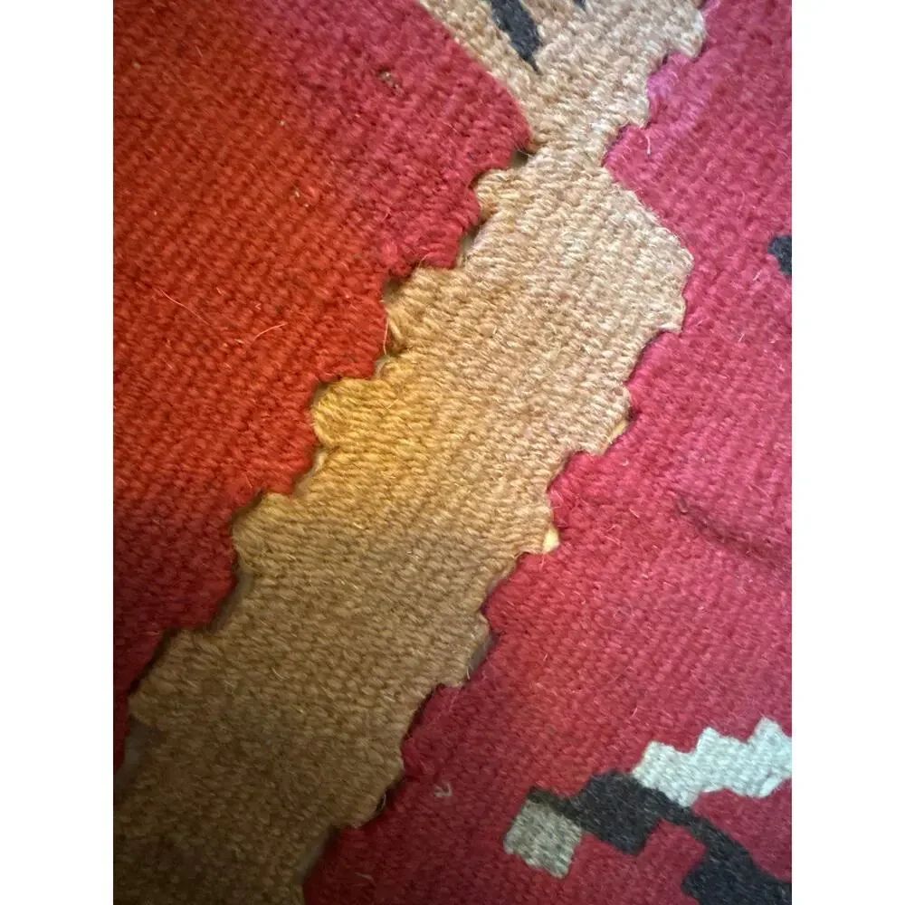 Turkish Kilim Wool Rug Tapestry Fringed Hand Woven Christmas Santa Claus 44 x 34